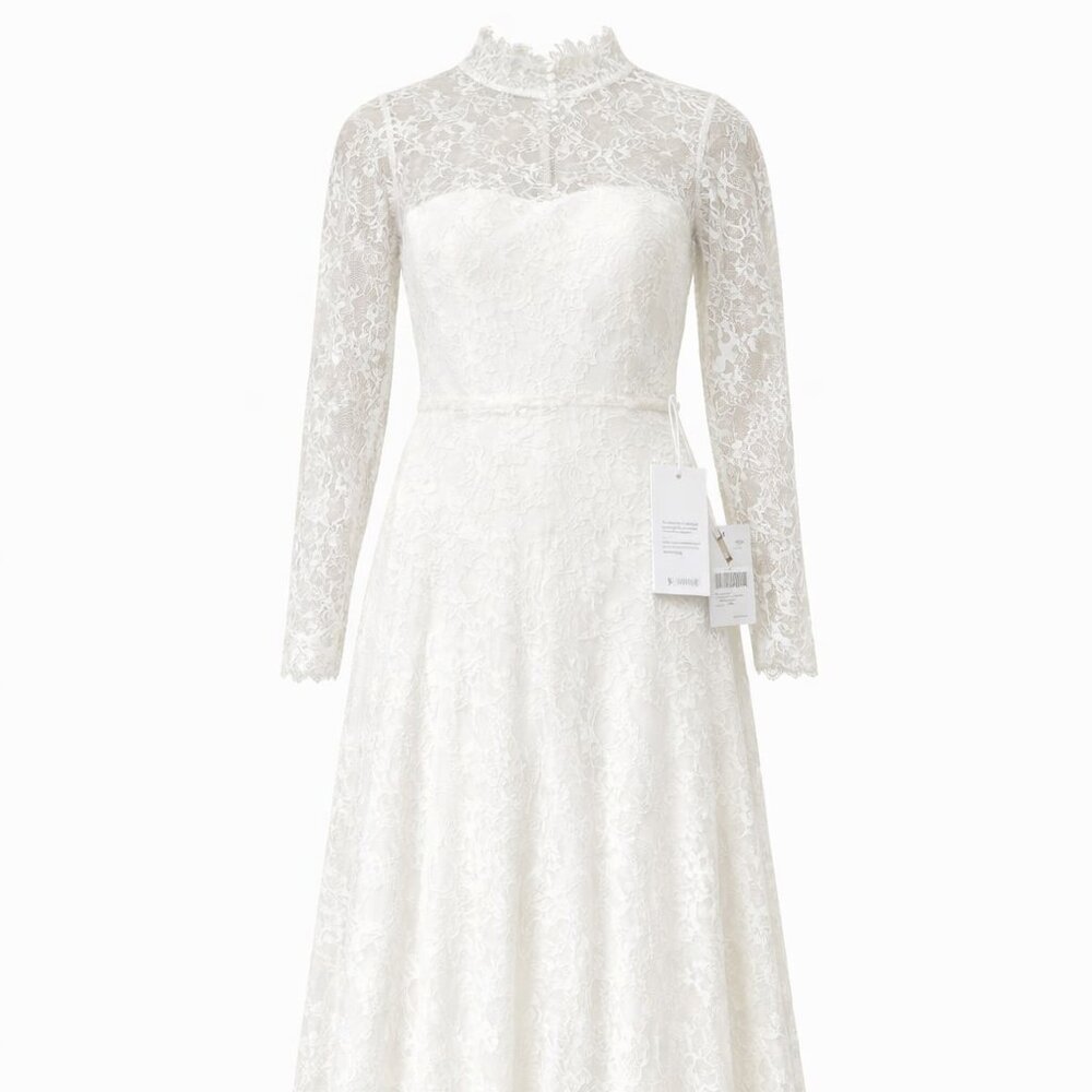 NWT - Ivy & Oak Long Lace Bridal Dress (Snow White) - Size 38 (EUR) / US 8 / UK